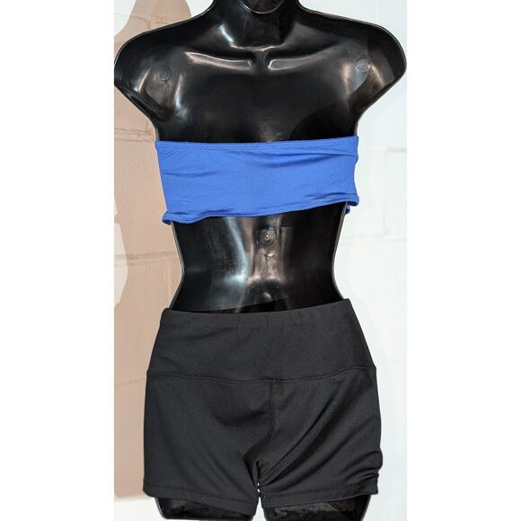 Always a Flirt Sequin Blue Strapless Cropped Tube Top Dance Club Festival Large - Picture 2 of 3